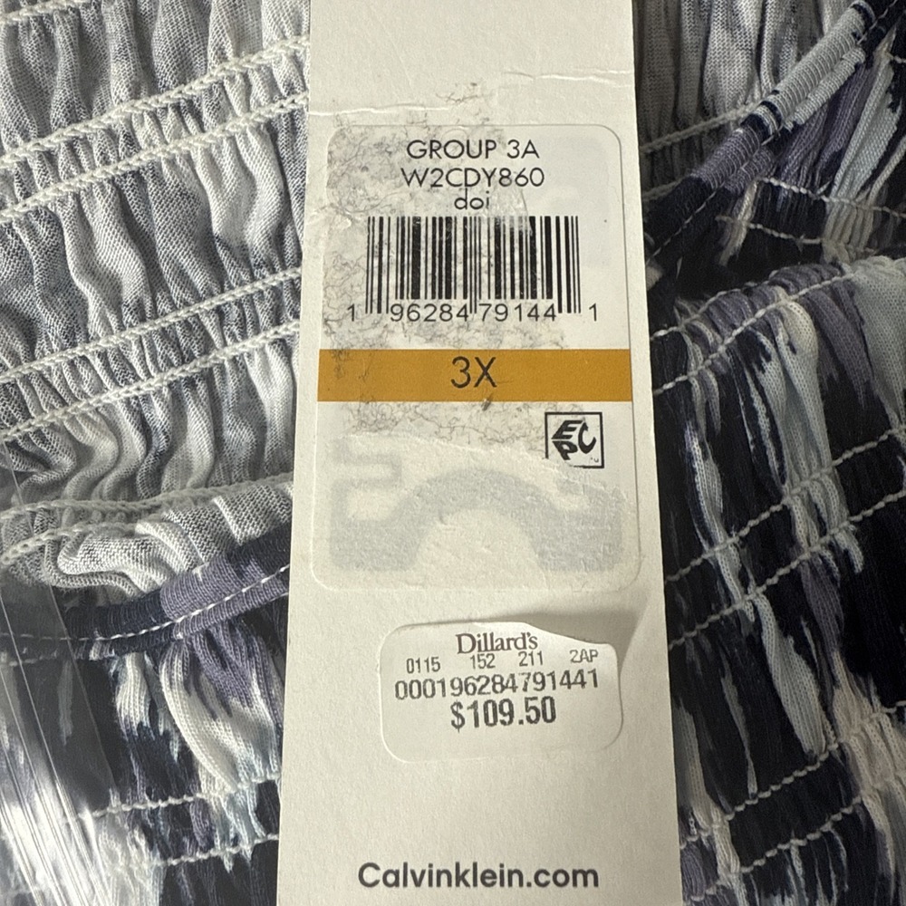 Calvin Klein New 3x Cotton Blend Long Tank Dress Smocked Abstract Print - Picture 13 of 13